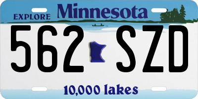 MN license plate 562SZD