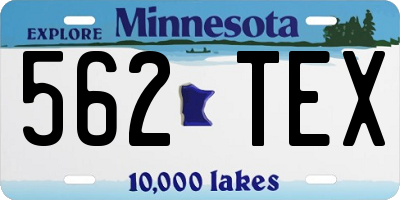 MN license plate 562TEX