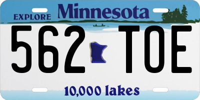 MN license plate 562TOE