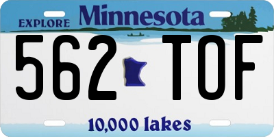 MN license plate 562TOF