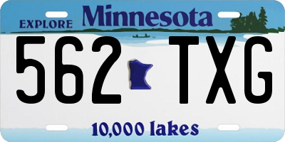 MN license plate 562TXG