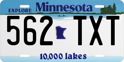 MN license plate 562TXT