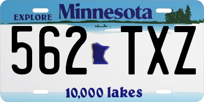 MN license plate 562TXZ