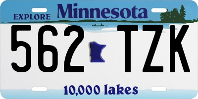 MN license plate 562TZK