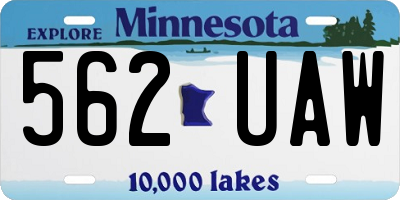 MN license plate 562UAW