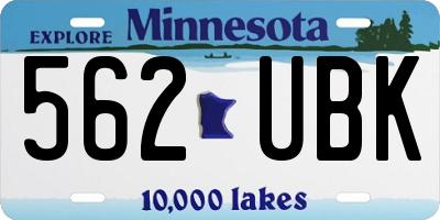MN license plate 562UBK