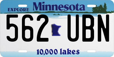 MN license plate 562UBN
