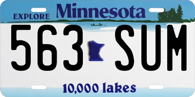 MN license plate 563SUM