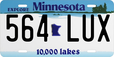 MN license plate 564LUX
