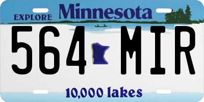 MN license plate 564MIR