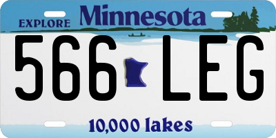 MN license plate 566LEG