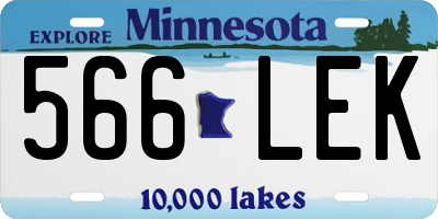 MN license plate 566LEK