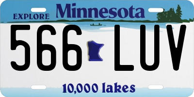 MN license plate 566LUV