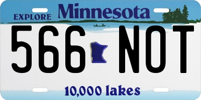 MN license plate 566NOT