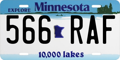 MN license plate 566RAF