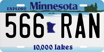 MN license plate 566RAN