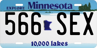 MN license plate 566SEX