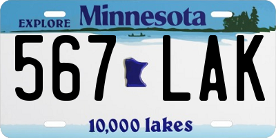 MN license plate 567LAK