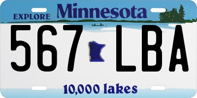 MN license plate 567LBA