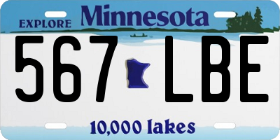 MN license plate 567LBE