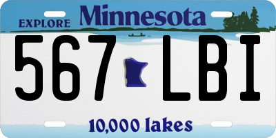 MN license plate 567LBI
