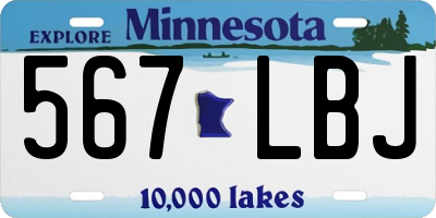 MN license plate 567LBJ