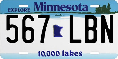 MN license plate 567LBN