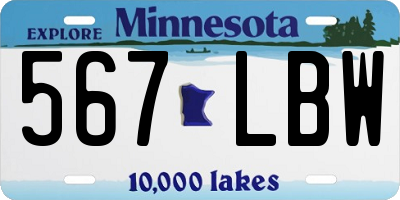 MN license plate 567LBW
