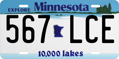 MN license plate 567LCE