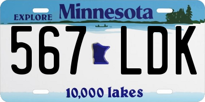 MN license plate 567LDK