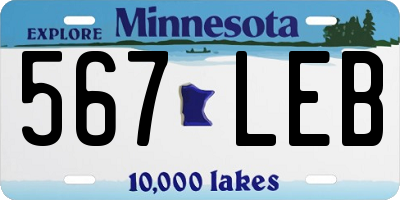 MN license plate 567LEB