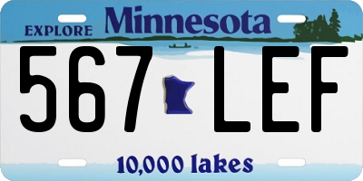 MN license plate 567LEF