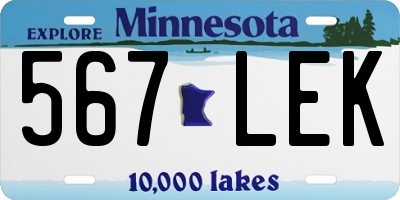 MN license plate 567LEK