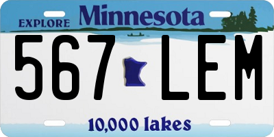 MN license plate 567LEM