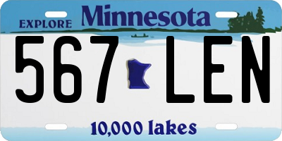 MN license plate 567LEN