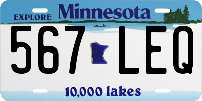 MN license plate 567LEQ