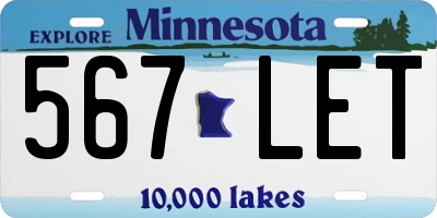 MN license plate 567LET