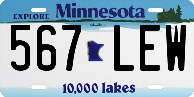 MN license plate 567LEW