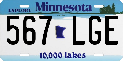 MN license plate 567LGE