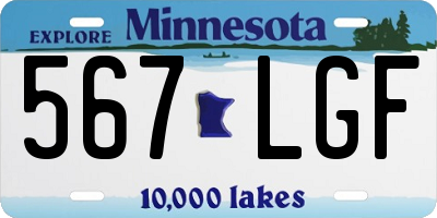 MN license plate 567LGF