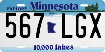 MN license plate 567LGX