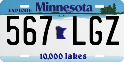 MN license plate 567LGZ