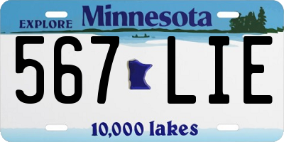 MN license plate 567LIE