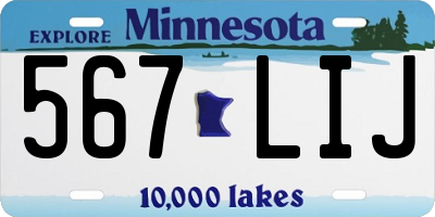 MN license plate 567LIJ