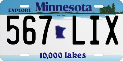 MN license plate 567LIX