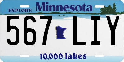 MN license plate 567LIY