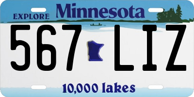 MN license plate 567LIZ