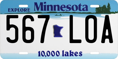 MN license plate 567LOA
