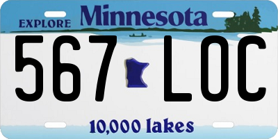 MN license plate 567LOC