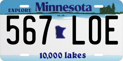 MN license plate 567LOE